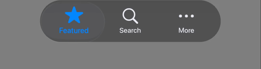 Codename One tab selection under the iOS 27 dark theme